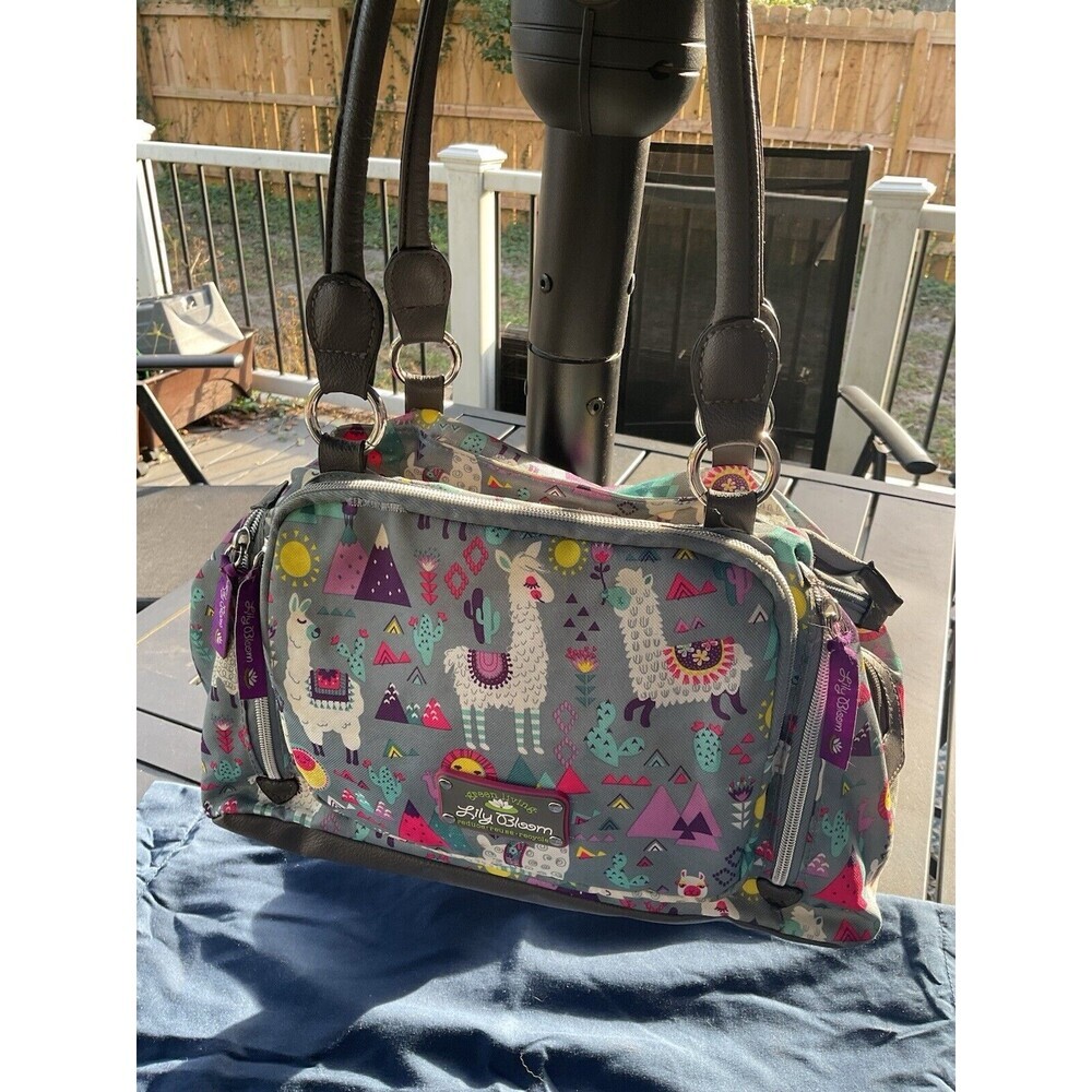 Lily Bloom Llama Satchel Purse Bag Multiple Compartments Preowned See Pics
